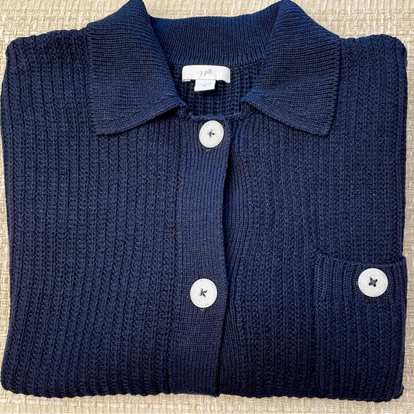 J.Jill XS Navy Blue Cardigan Sweater with White Buttons - Picture 1 of 8